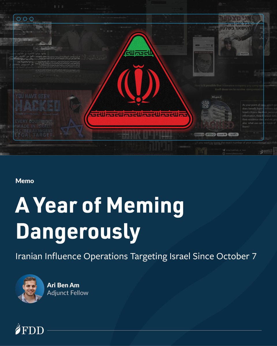 FDD's tweet photo. This new FDD Memo by @ari_ben_am examines three basic categories of Iranian influence operations: cyber-enabled influence operations, online influence operations, and physical influence operations.

📝 Read here: https://t.co/6jgqZad2l2 https://t.co/zoKlevzGS4