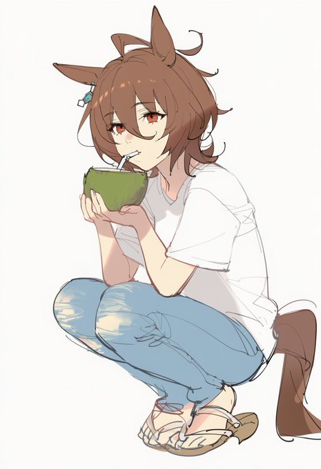 #ウマ娘と無人島シリーズ
「んー素朴でおいしいねぇ……ゴミばっか流れて来るけどこれはこれで使い道があるものだ。しかし助けこないねぇ旦那君」「このままこなかったらどうしようかな」

「そうだねェ……まあ三人くらい欲しいかな」 