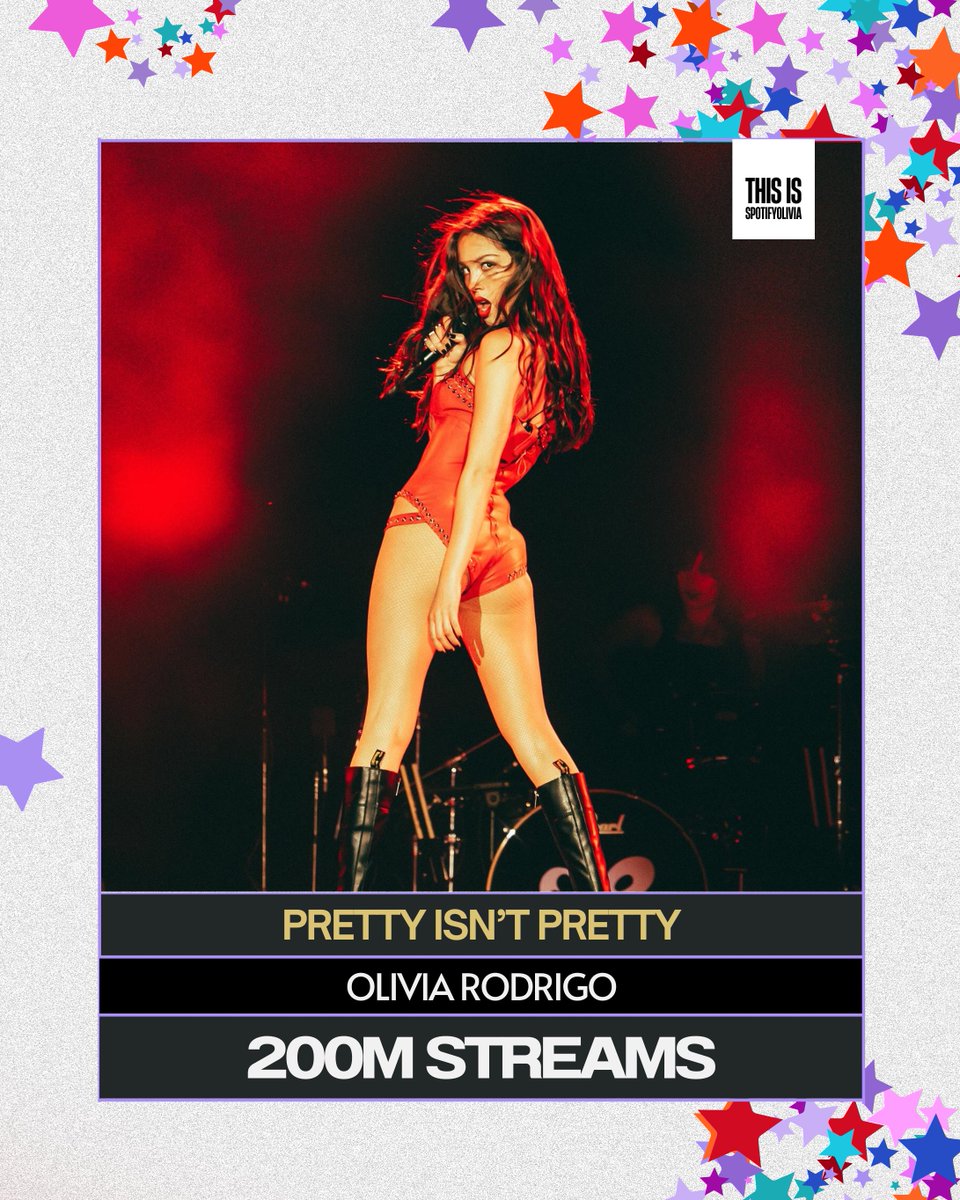 Olivia Rodrigo's “pretty isn't pretty” has now surpassed 200 million streams on Spotify.

— It’s the 13th song from “GUTS (spilled)” and her 26th song to cross this milestone.