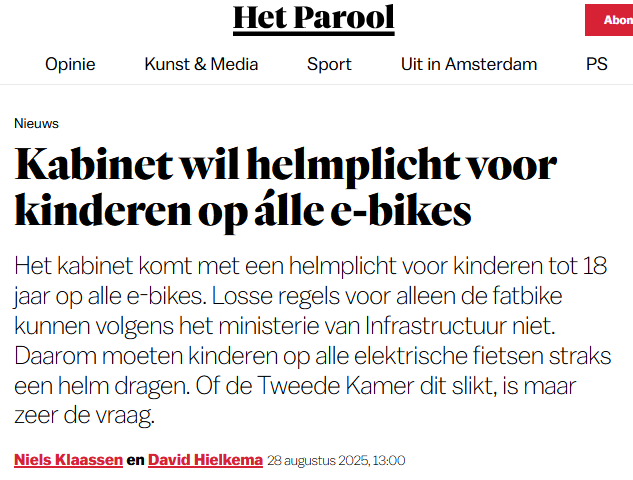 Leuk hoor dat proefballonnetje met de helmplicht van het rariteitenkabinet, maar iedereen kan nu al voorspellen dat het amper te handhaven is, helemaal in Amsterdam waar fietsers kunnen doen wat ze willen..

Begin eens met een kentekenplicht..