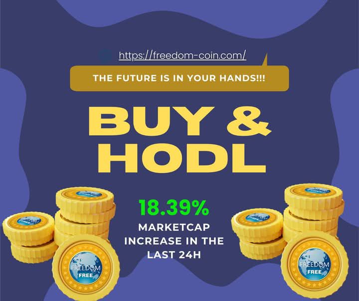 Whales2345's tweet image. Congratulations to all $FREE Coin holders.

#FREEdom_Coin ( $FREE ) is finally ready to grow #1000x again in #Bullrun2025.

@THE_FREE_COIN has already done so in the 2018 and 2021 #bullruns.

Don&apos;t delay in buying, or you may miss out on this 1000x journey.

Turn your investment…