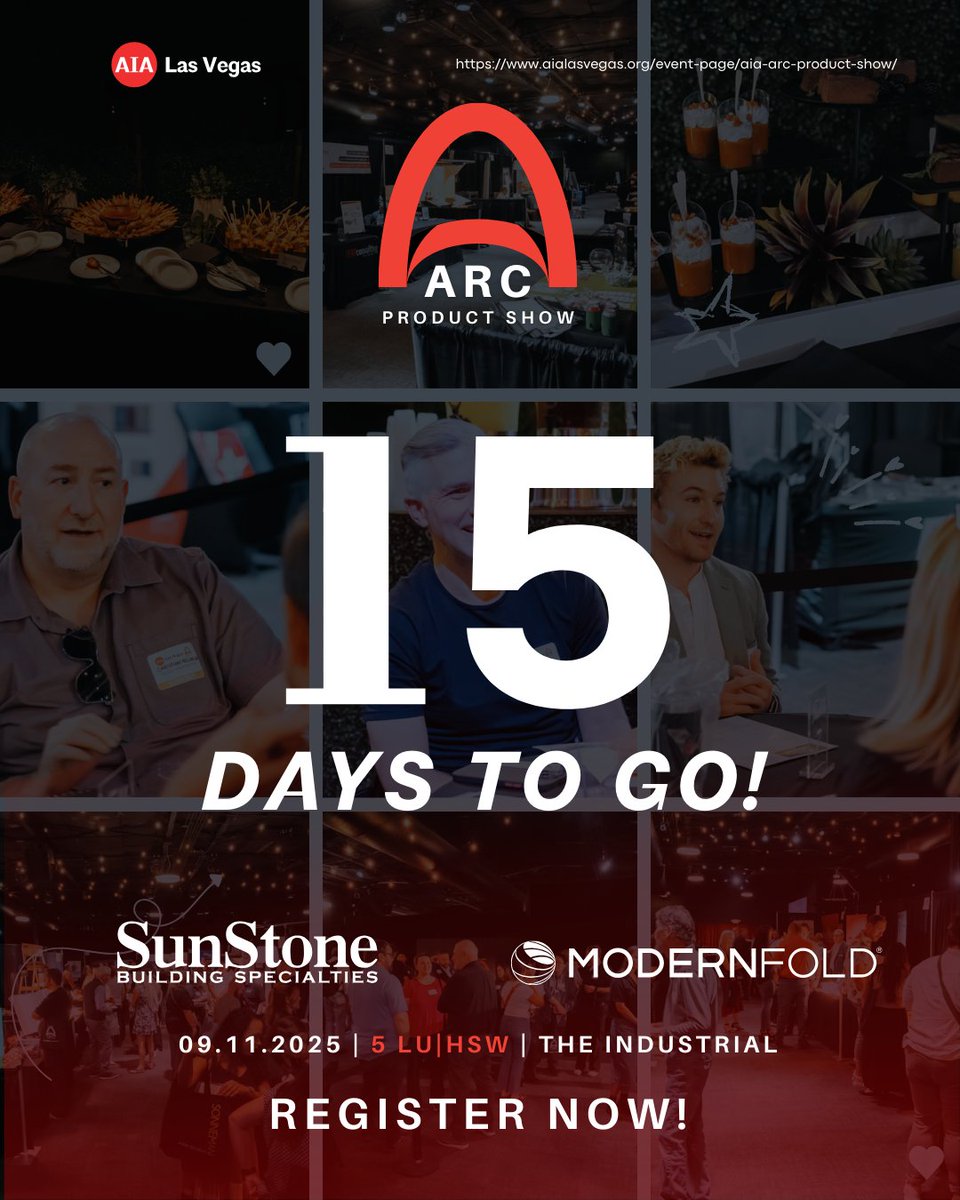 15 Days Left! The 2025 ARC Product Show is almost here. Earn up to 5 LU|HSW credits for just $50 (CE ticket) + complimentary lunch. 
Network, learn &amp; explore—don’t miss it! 
Register now 👉 aialasvegas.org/event/aia-las-…