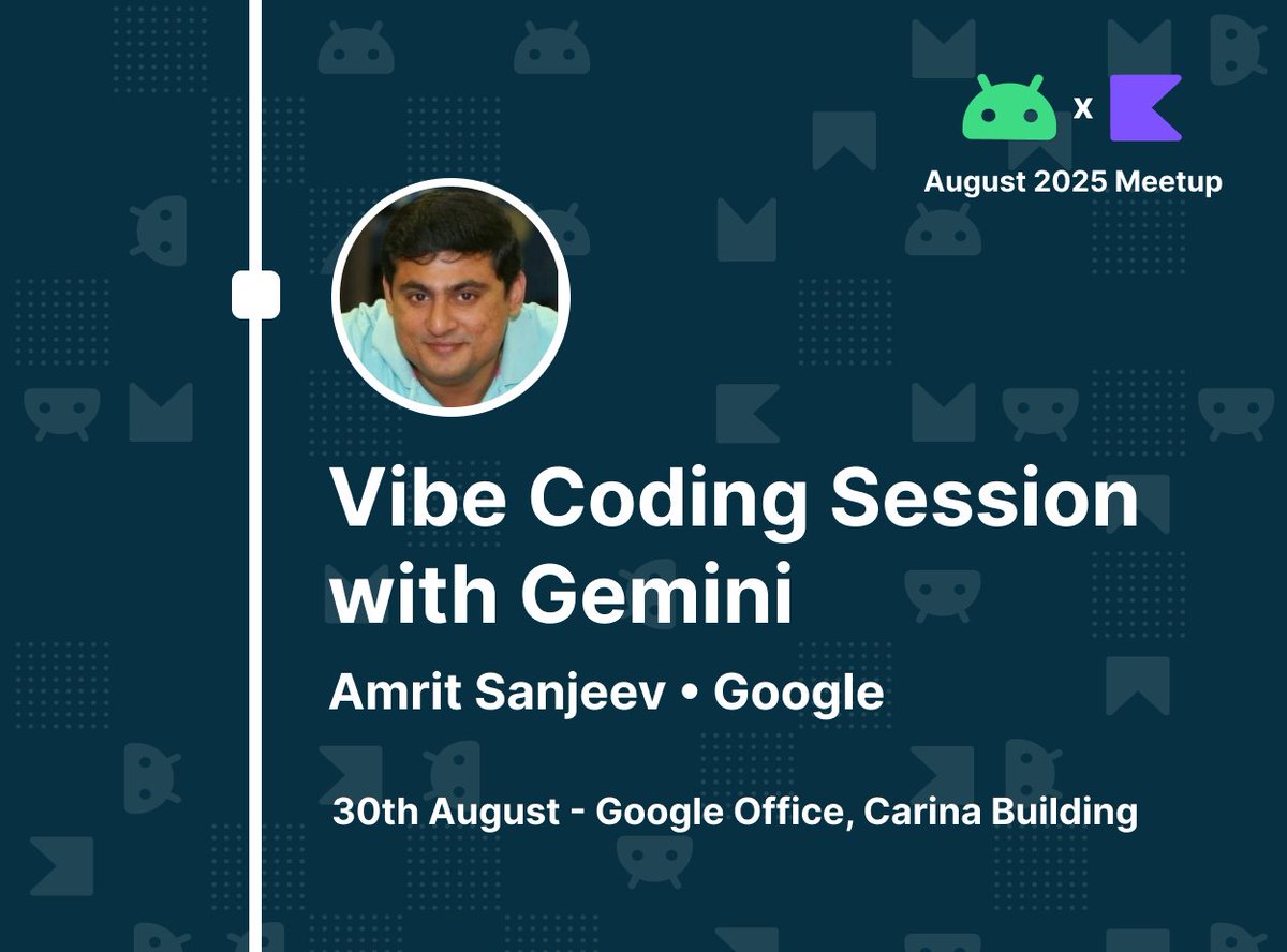 Finally we have a vibe coding session with gemini by amrit sanjeev.

note: this will be a live coding session, do not forget to bring your laptop