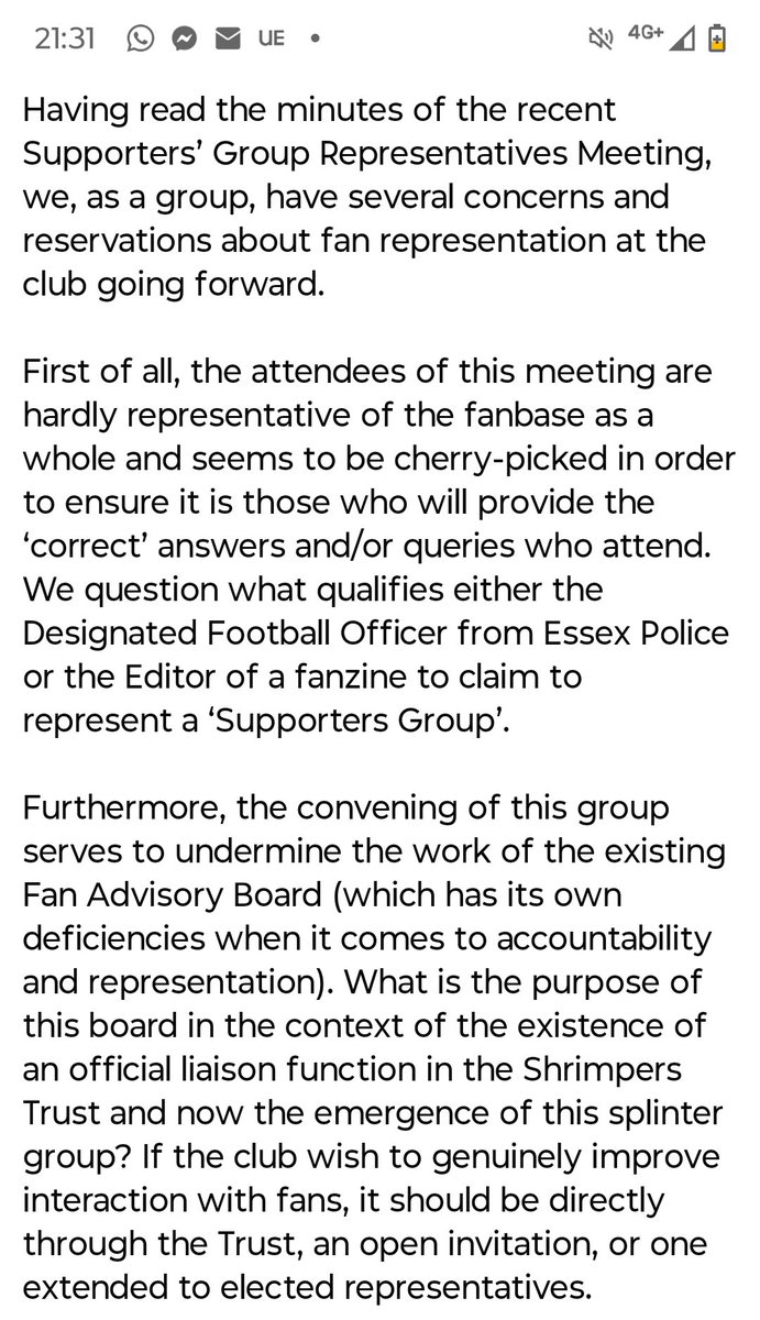 fan_southend1's tweet photo. A statement on the recent Supporters Group meeting: https://t.co/eMvG6I7CNY