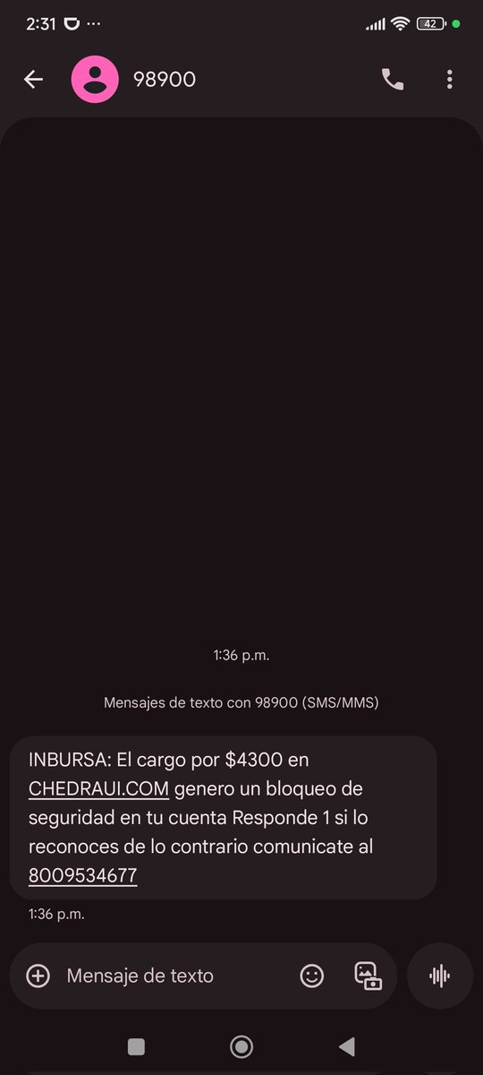 ale_verde's tweet photo. @BancoInbursa me llegó este mensaje! https://t.co/83ZY2gek1c