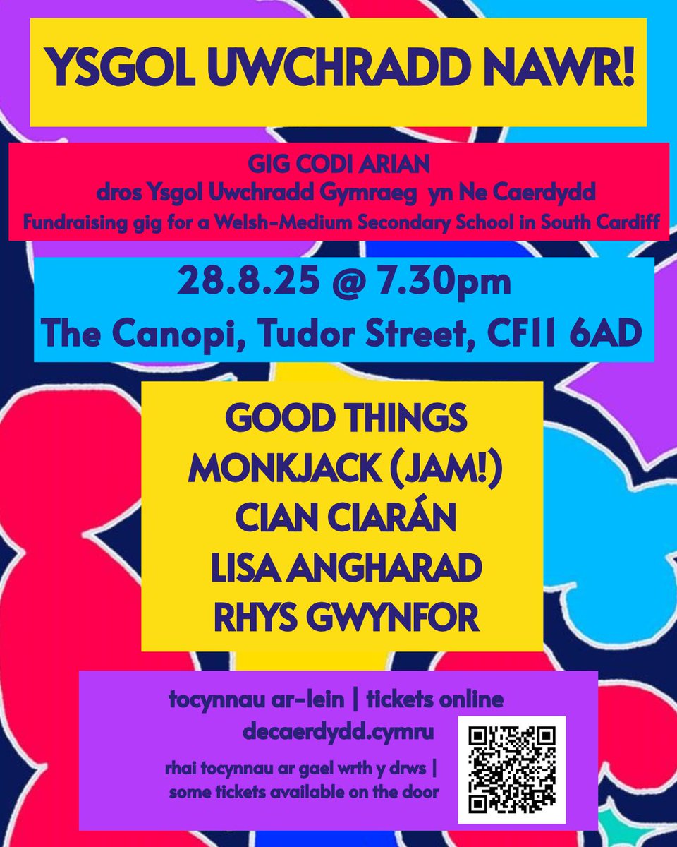 Gig fach dda yn Canopi, Glan-yr-afon, Caerdydd i godi arian i ymgyrch <a href="/YsgolDeCaerdydd/">Ysgol_De_Caerdydd</a>. Sŵn da, feibs neis. Cymraeg yw iaith y ddinas.