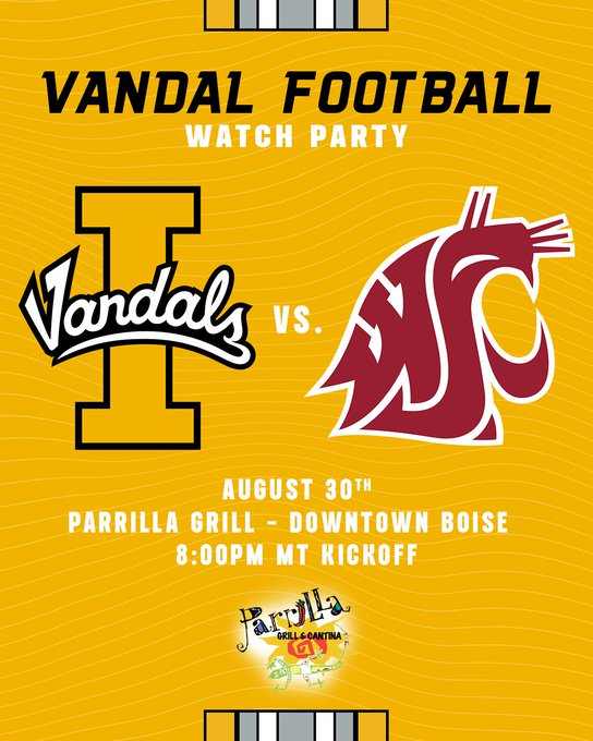 supportVSF's tweet image. Join us at our two official VSF watch parties in Downtown Boise &amp;amp; Meridian this Saturday. 

Come cheer on the Vandals with fellow alumni and fans in Southern Idaho! 

#GoVandals #VandalFamily #BeatTheCougs