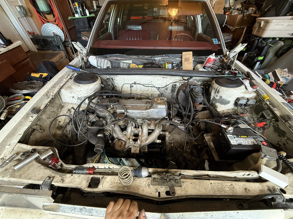 Progress is progress is progress progress. Had to drop the oil pan.

It got damaged during the move.

Just waiting for my magic sealant to dry and then I’m going to start the assembly.

It’s basically a car again.