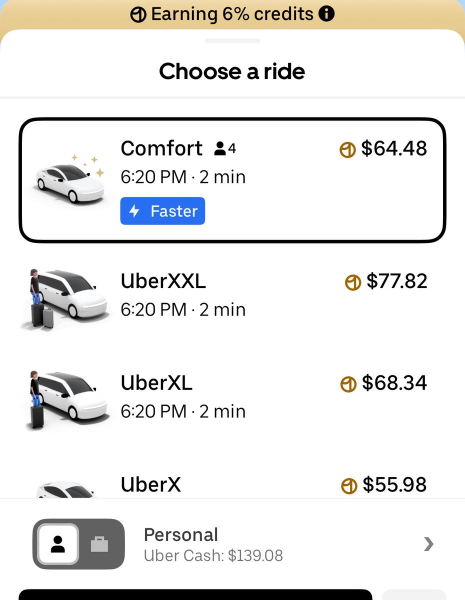 wenbinf's tweet image. uber is way pricier than lyft. 

is it because i got “uber cash” and they’re price discriminating?