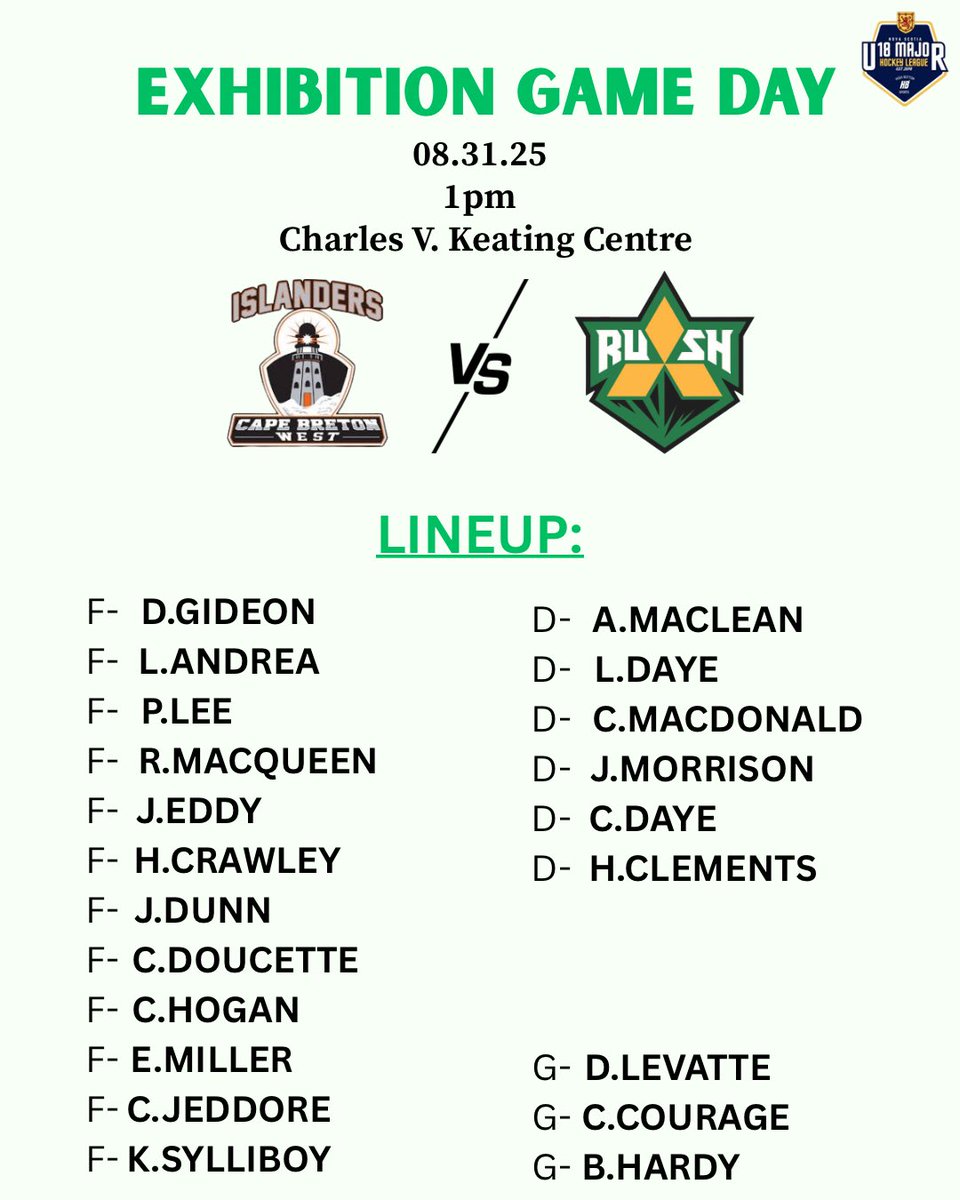 🚨RUSH ATHLETES &amp; FANS!🚨
Here are your Rosters for the upcoming Exhibition Games this weekend Against CBW!

👉see graphics for lineups!

👉All Players are asked to wear Business Causal dress wear to the games!
❓Any Questions reach out to Coach Syms or send us a DM!