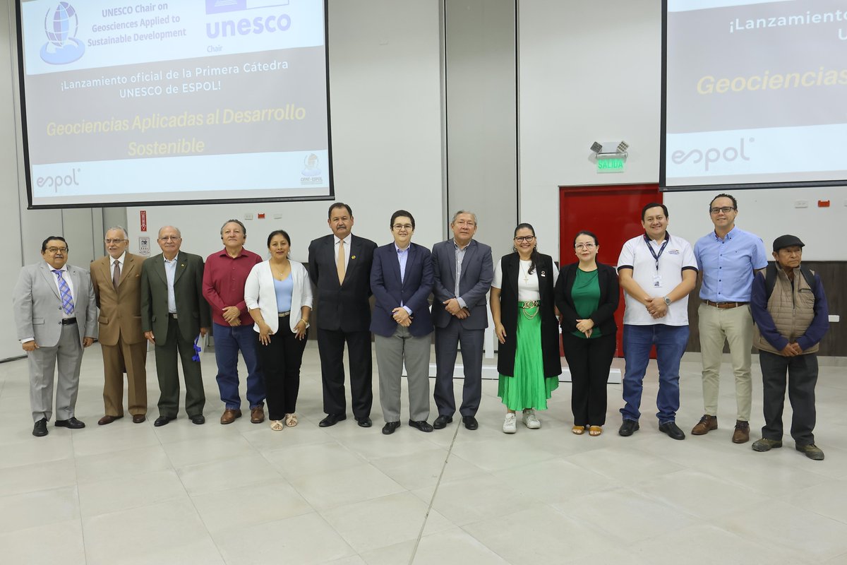 CipatEspol's tweet photo. #EventoCIPAT I La ESPOL, a través del CIPAT, inauguró su primera Cátedra UNESCO, marcando un hito en su trayectoria académica y proyección internacional. Docencia, Investigación y Vinculación confluyen en la Cátedra UNESCO para enfocar el Desarrollo Sostenible con gestión. https://t.co/Twli6iOCsM