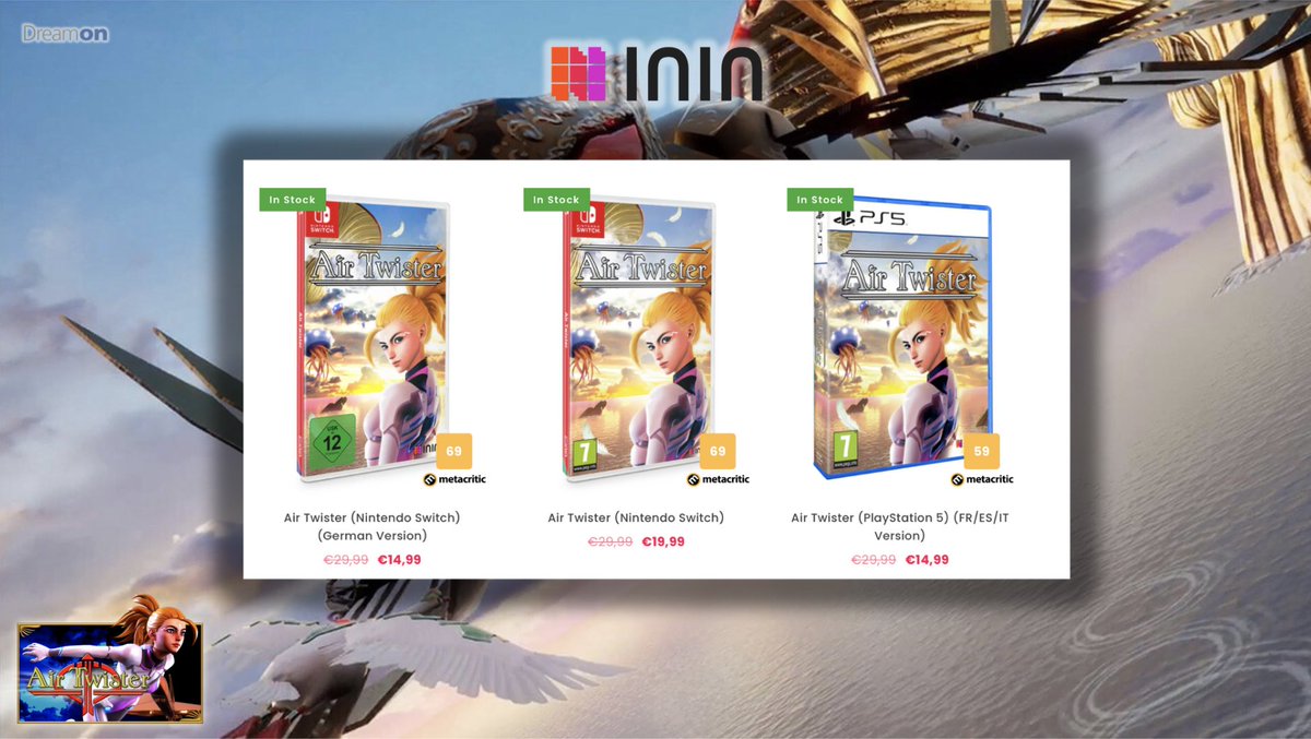 🚨 Huge discount on #AirTwister right now, and with this link you even get an extra discount! 🎮✨

Buying Air Twister supports the road to #Shenmue3Enhanced .... and maybe even Shenmue 4 in the future!
👉 iningames.com/?ref=dreamon