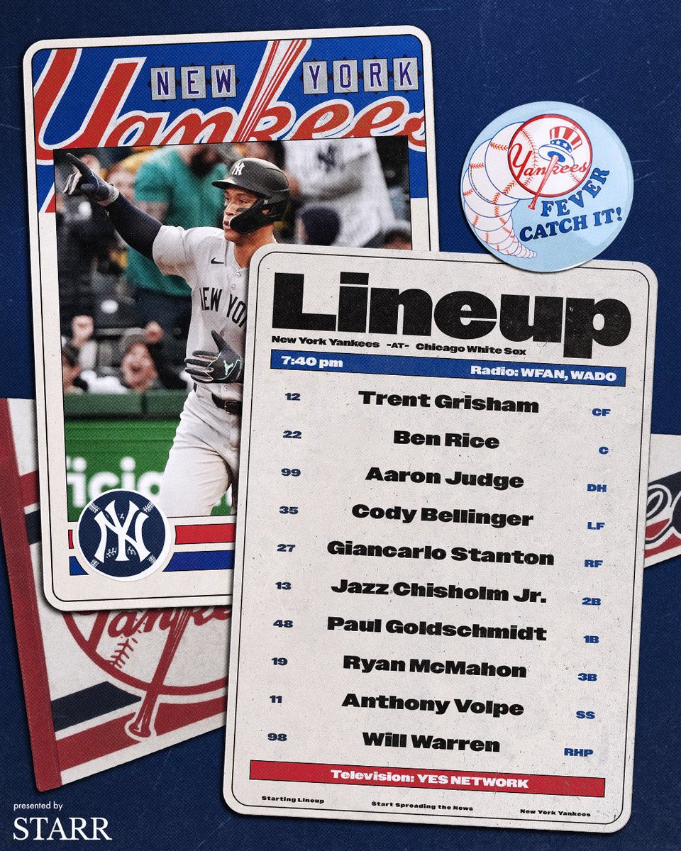 ¡SIN CHEMA!❌🇵🇦

Line Up de los Yankees ante los Medias Blancas en las acciones de la #MLBRPC

José Caballero estará en banca.