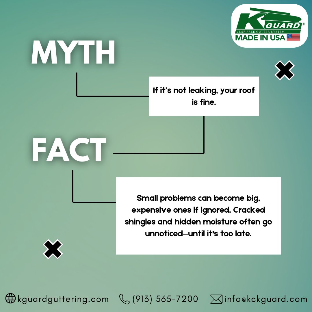 Think your roof is fine because it’s not leaking? 🚫💧
Cracked shingles + hidden moisture = BIG problems later.

Don’t wait — get ahead of the damage. Call us for your FREE estimate today!  (913) 565-7200 📞✨