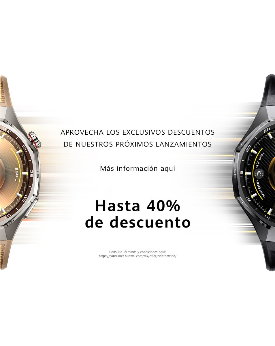 Recuerda que puedes ganar grandes descuentos en los productos que están por llegar 🚀.

¡Más información aquí! ☝.  bit.ly/45tIcWb 

#RideTheWind #VamosAParis #LanzamientoHUAWEI