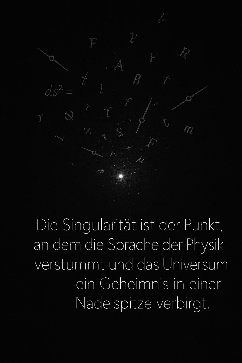 MiloEwigeErde's tweet image. Dort, wo das kollektive Wissen endet, beginnt das größte Geheimnis. ⚫

"Die Singularität ist der Punkt, an dem die Sprache der Physik verstummt und das Universum ein Geheimnis in einer Nadelspitze verbirgt."

#Singularität #GrenzenDesWissens #NeuesWissen