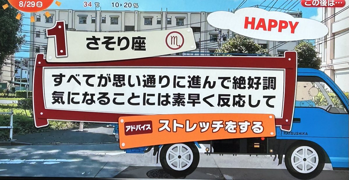 8月29日(金)めざまし占い おはようございます 今日も幸せな1日で