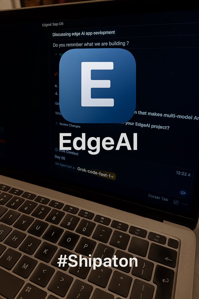 Night 28 building my app EdgeAI for #Shipaton by <a href="/RevenueCat/">RevenueCat</a> 🚀

🌙 Tonight’s guest while building:
👋 Grok Fast 1 — teaming up with me alongside Cursor to speed up development.

⚡ Enhancing the multi-agents workflow in EdgeAI.
#BuildInPublic #EdgeAI