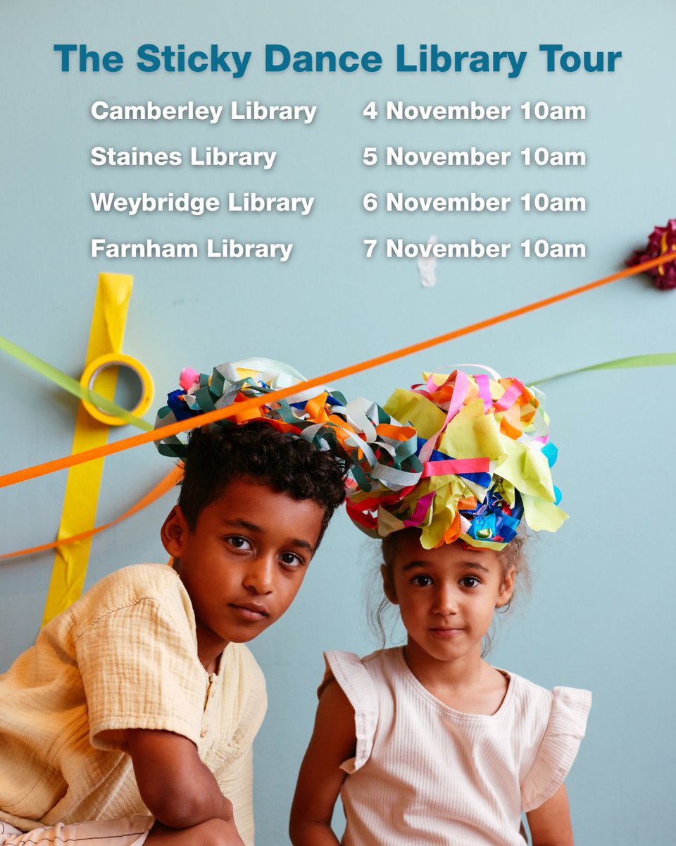 2_ndhanddance's tweet image. This November, we’re teaming up with @SurreyLibraries  to bring The Sticky Dance Library Tour to local branches, offering FREE, interactive performances for families and children aged 3–5.

Tickets: eventbrite.com/cc/imagination…

#TheStickyDance #DisabilityArts #EarlyYearsDance
