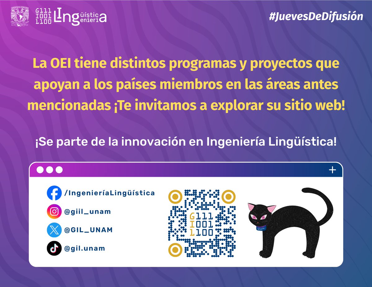 En este #JuevesDeDifusión te compartimos información sobre la Organización de Estados  Iberoamericanos para la Educación, la Ciencia y la Cultura (OEI) con la  que estamos colaborando 🌐🔬📚 ¿Ya la conocías? Te leemos en los comentarios 😊
