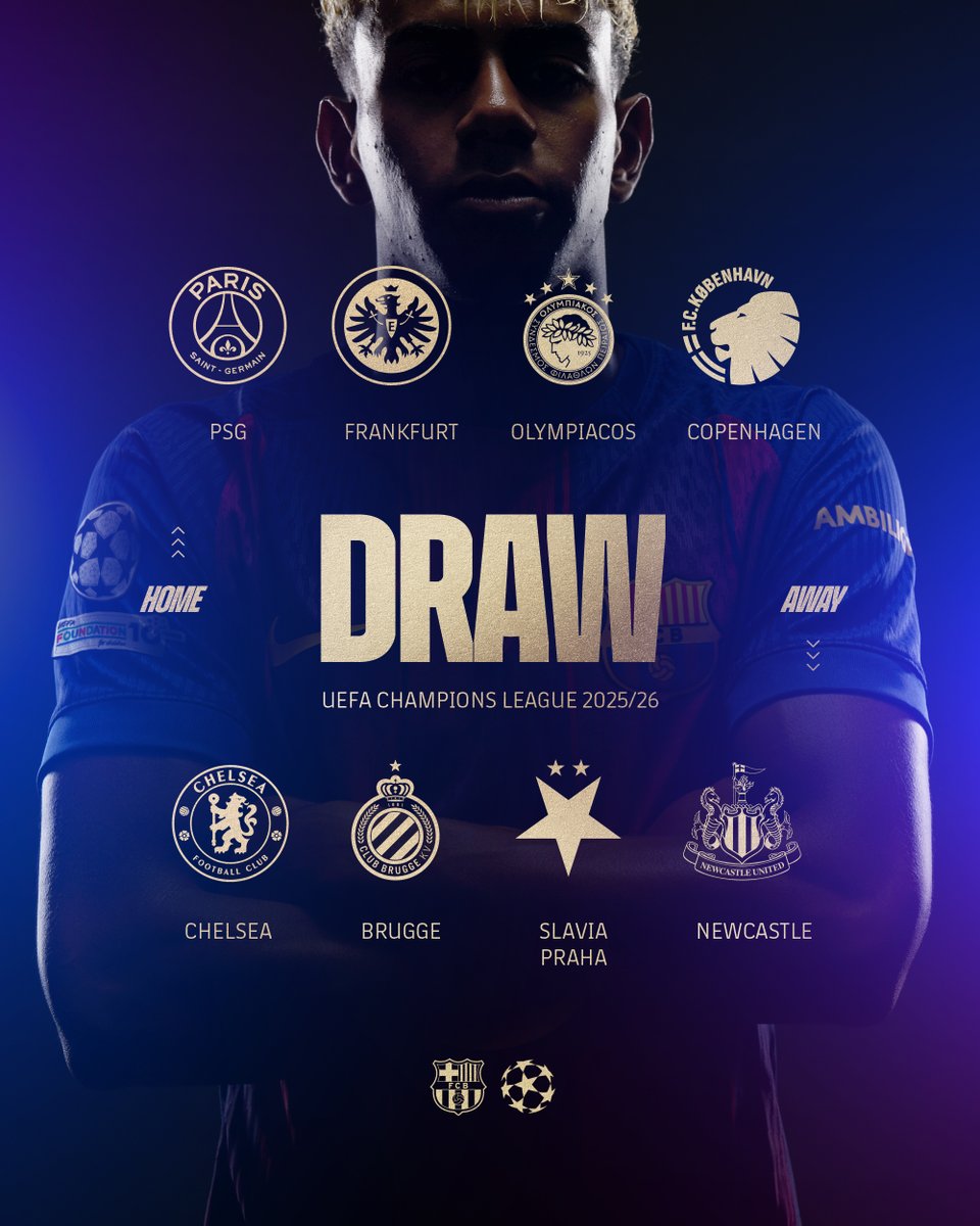 FC Barcelona (@fcbarcelona_br) on Twitter photo ๐จ Esses sรฃo os nossos oito rivais na primeira fase da <a href="/ChampionsLeague/">UEFA Champions League</a>. O que achou, culer?
#UCLDraw ๐จ Esses sรฃo os nossos oito rivais na primeira fase da <a href="/ChampionsLeague/">UEFA Champions League</a>. O que achou, culer?
#UCLDraw