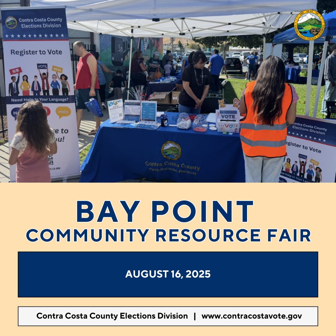 #TBT to 8/16. Thank you to Supervisor Scales Preston’s Office for inviting #CoCoVote to join The Bay Point Community Resource Fair! #ContraCostaCounty