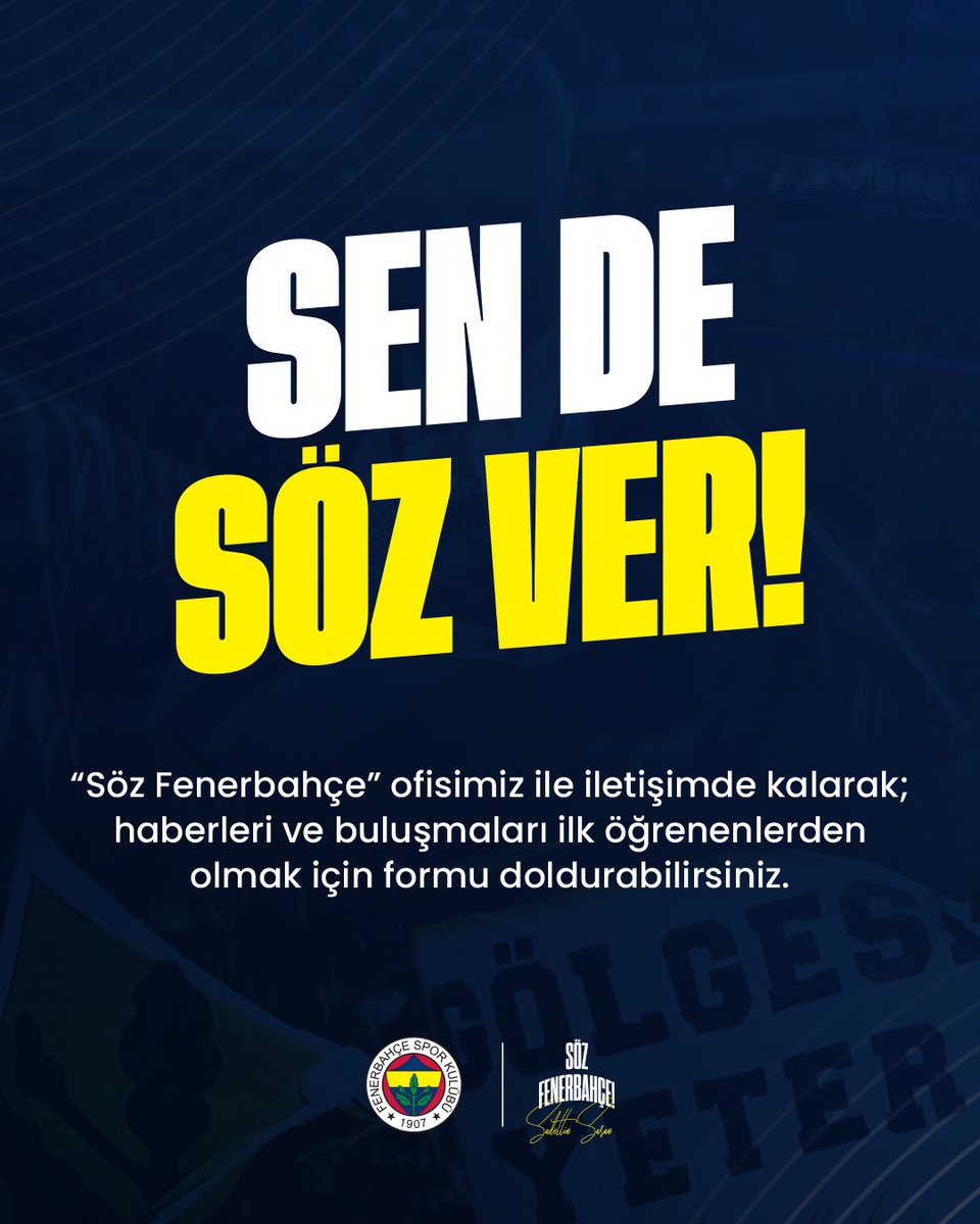 Kıymetli Kongre Üyelerimiz,

Linkteki formu doldurarak Söz Fenerbahçe Ofisi'miz ile iletişimde kalabilirsiniz! 💛💙

🔗 forms.gle/WVSHiHhedaCSGD…