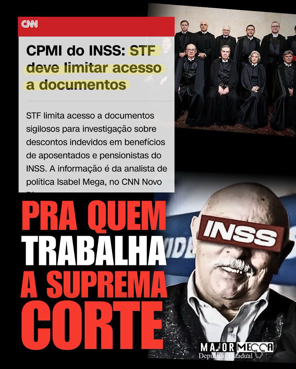 Major Mecca (@majormecca) on Twitter photo A oposição, que hoje domina a CPMI, já se mobiliza com dados e toda a estrutura que uma comissão desse nível garante, atuando como uma verdadeira polícia judiciária. Ao procurar ministros da Suprema Corte, recebeu a notícia de que não terá acesso a dados sigilosos. Isso é uma A oposição, que hoje domina a CPMI, já se mobiliza com dados e toda a estrutura que uma comissão desse nível garante, atuando como uma verdadeira polícia judiciária. Ao procurar ministros da Suprema Corte, recebeu a notícia de que não terá acesso a dados sigilosos. Isso é uma