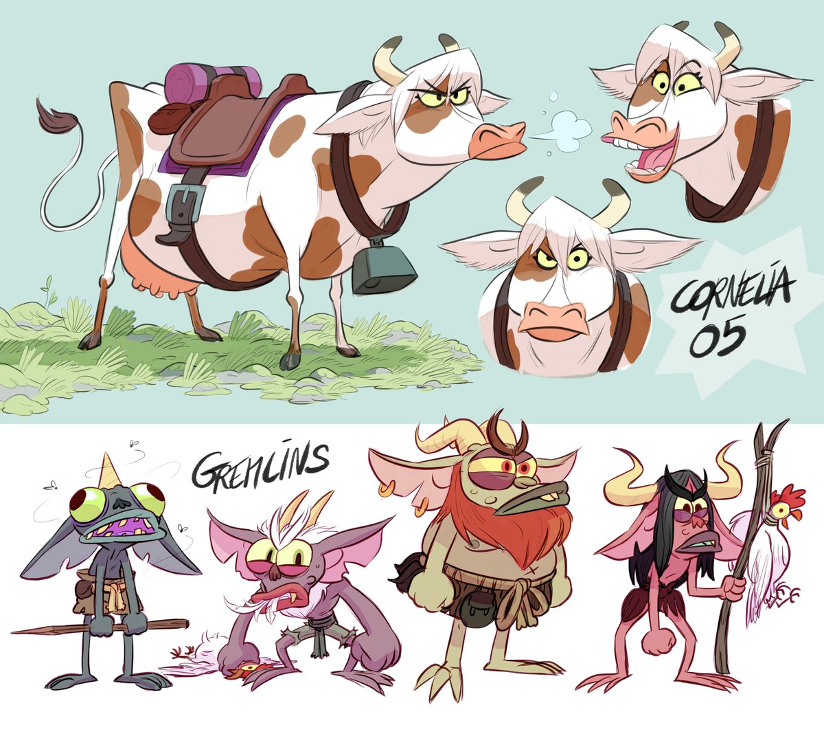 fabien_mense's tweet image. 🔥Cows, gremlins and squirrels (?) 🔥
Some character design research for a canceled feature  #visdev