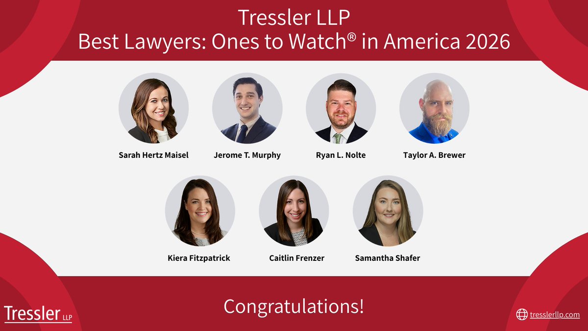 We are proud to announce that seven Tressler attorneys were recently selected by their peers for inclusion in the 2026 Edition of <a href="/BestLawyers/">Best Lawyers</a>: Ones to Watch in America®.

Congratulations!
Learn more: bit.ly/46aKABb

#Attorneys #BestLawyers #OnestoWatch2026 #IL #CA #NY