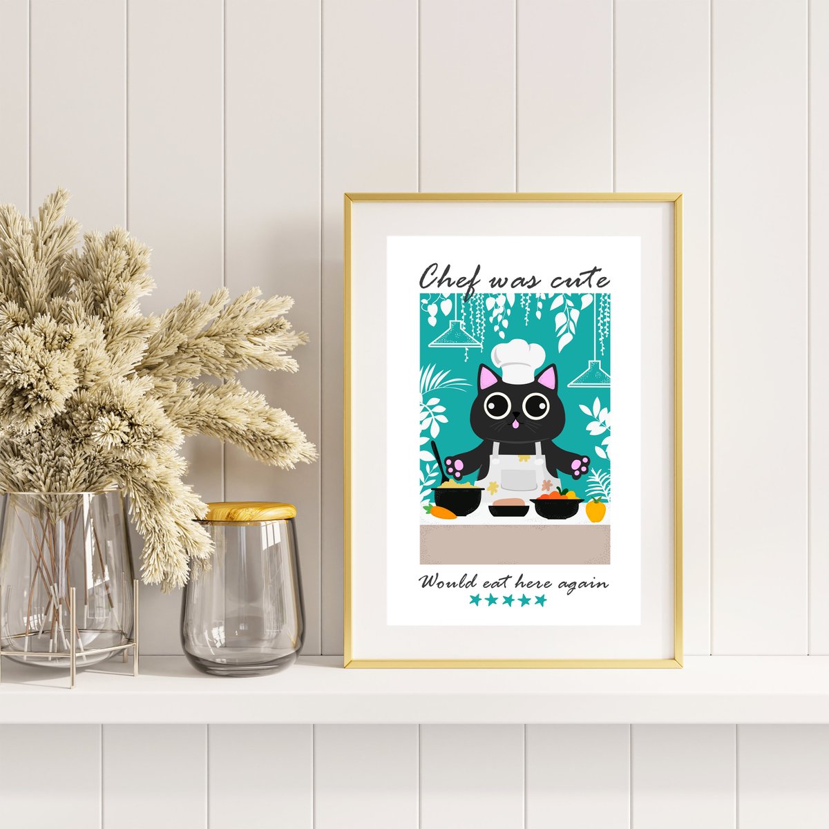 catnipartprints's tweet photo. New Cat Chef is cute ,Would Eat Here Again digital print! 
Shop now and get 20% off! ⬇️🛒
https://t.co/Ic9AponKg6
#CatLovers #homedecor #etsy #etsyshop #cat #digitalart #blackcat #digitalprints #wallart #funnycat #Interiordesign #kitchendecor #chef #gato #bathroomwallart #Cocina https://t.co/5nUfyctq4B