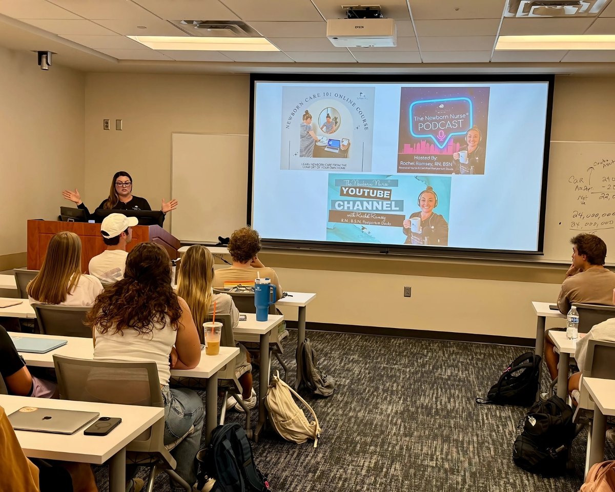 Huge thanks to UT alum Rachel Ramsey (BSN ’05) for visiting ENT 350: Intro to Entrepreneurship! 🧡

Founder of The Newborn Nurse, Rachel shared why she launched her startup, the value of customer feedback, and how she’s scaling in the healthcare space.