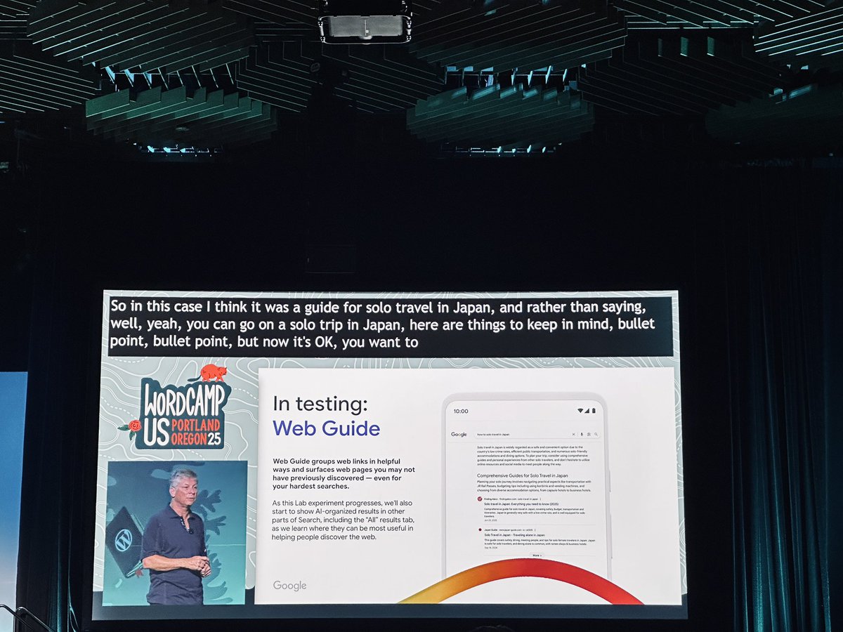 Kicked off Day 2 at #WCUS with a keynote by Danny Sullivan:

“How (and why!) Google Search keeps evolving” 🔍

Takeaways:
• Search adapts to meet changing user expectations
• Focus = connecting people with high-quality content
• AI is shaping the future of search results