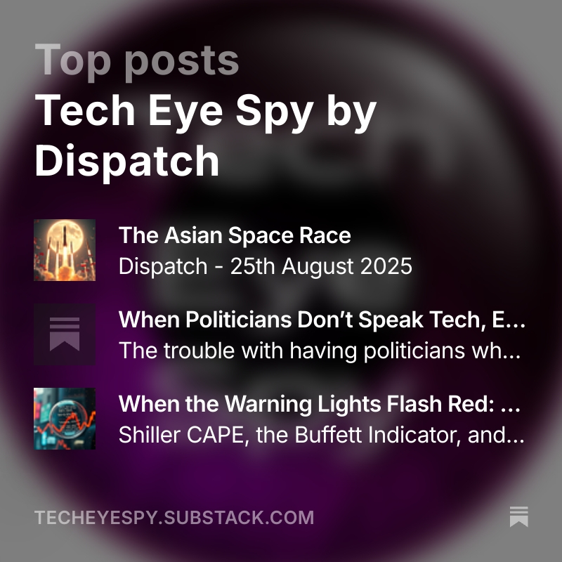 TechEyeSpy's tweet image. 🚀 Tech-Eye-Spy Dispatch is where tech, markets &amp;amp; power collide.
This week’s paid Sunday Dispatch: cracks forming under giants, Lightwave innovation, &amp;amp; what it means for investors.
👉 techeyespy.substack.com/p/cracks-giant…

Stay sharp. Stay ahead. #TechEyeSpy