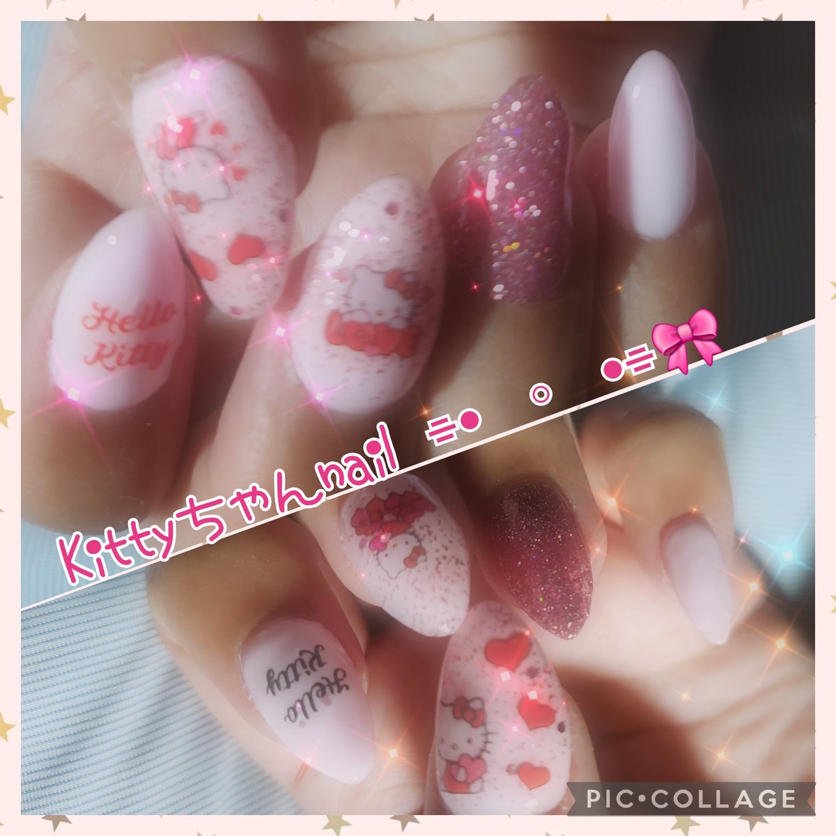 yuu2non's tweet photo. 記録用。最近はシール使ってnailしてる🤭今回はKittyちゃん( ´艸`)お盆休みは割と充実した日でした🥰チビの宿題もなんとか💦毎回ギリギリまで😱夏休みもあと少しだね😊環境キャラや超フェスやら最近当たらなくて今回も諦めてたけど素体GETできた😭💕100までできるけど、とりま80にしよかな🫠 https://t.co/YTriK23Vyq