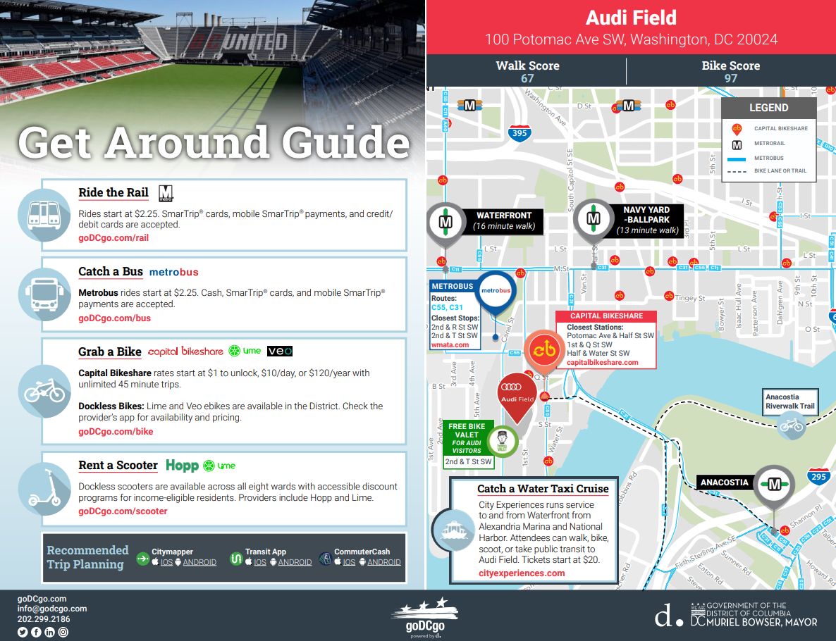 goDCgo's tweet image. With a packed schedule of games and events at Audi Field, now’s a great time to consider alternative ways to get there. Download our Getting to Audi Field Guide for the best transportation options ⚽ godcgo.com/wp-content/upl…