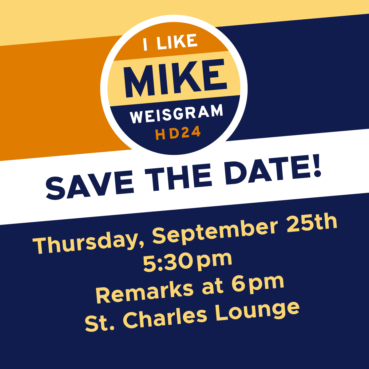Join us for a night of fun, community, and support for Rep. Mike Weisgram! 🎉

Thursday, September 25th 
5:30 PM (Remarks at 6 PM) 
St. Charles Lounge (207 E Capitol Ave, Pierre)

You can donate directly at mikeweisgram.com.

Paid for by friends of Mike Weisgram.