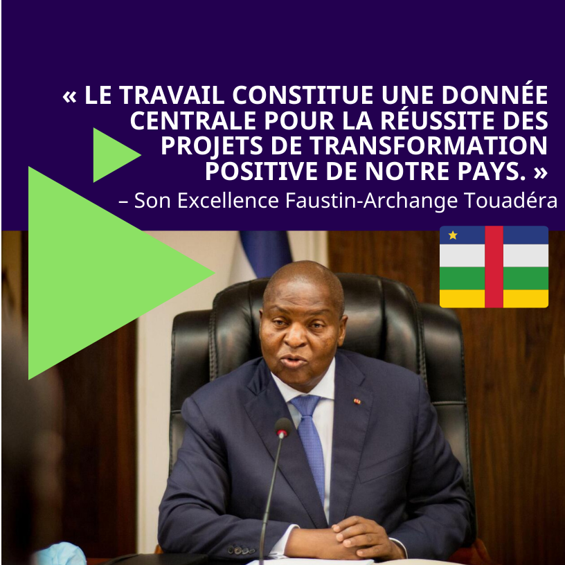 OITKinshasa's tweet image. 🇨🇫 « Le travail est au cœur de la transformation positive du pays. » — S.E. Faustin-Archange Touadéra.
📢 Un message fort en faveur du développement par le travail. #RCA #TravailDécent #CodeDuTravail
