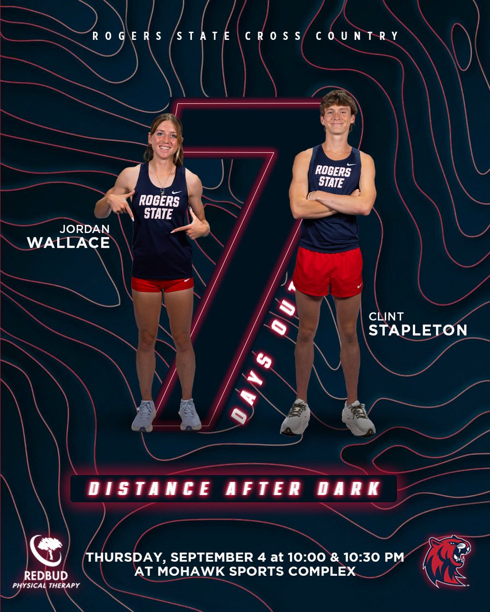 rsutfxc's tweet image. Only 7️⃣ days until the @rsutfxc season begins! 🏃‍♀️🏃‍♂️

Come cheer on the Hillcats at the RSU Distance After Dark meet in Tulsa on Thursday, September 4!

#BacktotheHill