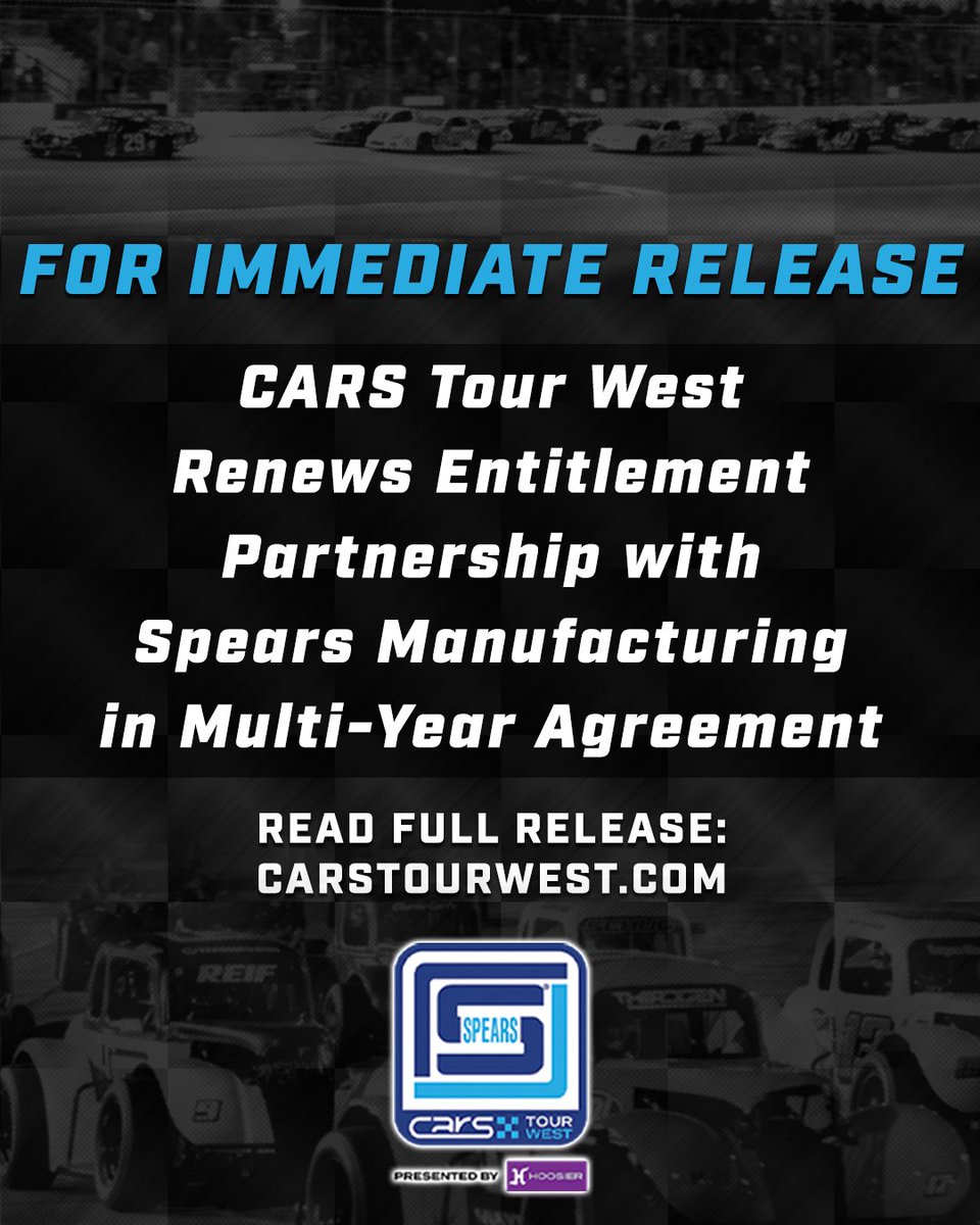 NEWS: Spears Manufacturing renews CARS Tour West entitlement partnership in multi-year agreement

Read the full release here: carstourwest.com/press/article/…

#CARSTourWest #SpearsManufacturing