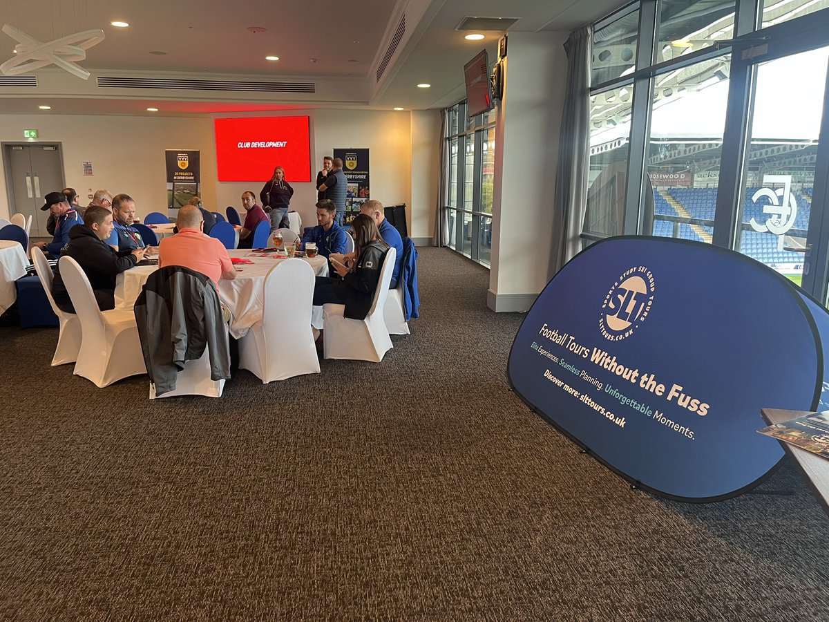 Thanks to <a href="/DerbyshireFA/">Derbyshire FA</a> for the invite to tonight’s workshop 🙌 A brilliant networking event meeting clubs and exploring partnership opportunities for 25/26 with <a href="/slttours/">SLT Tours</a> ⚽️🤝