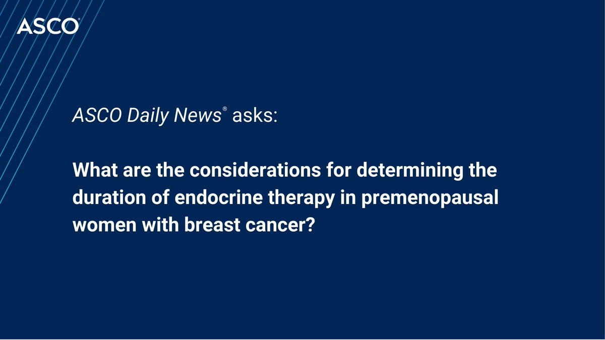 ASCO (@asco) on Twitter photo Globally, approximately 30% of #breastcancer occurs in premenopausal women, for whom extended endocrine therapy may pose a great symptom burden. Read more about the risks & benefits from <a href="/LailaAgrawalMD/">Laila Agrawal, MD</a>, <a href="/nolamelanie/">Melanie Sheen, MD</a>, and <a href="/drteplinsky/">Eleonora Teplinsky, MD, FASCO</a> in #ASCODailyNews: brnw.ch/21wVhnF Globally, approximately 30% of #breastcancer occurs in premenopausal women, for whom extended endocrine therapy may pose a great symptom burden. Read more about the risks & benefits from <a href="/LailaAgrawalMD/">Laila Agrawal, MD</a>, <a href="/nolamelanie/">Melanie Sheen, MD</a>, and <a href="/drteplinsky/">Eleonora Teplinsky, MD, FASCO</a> in #ASCODailyNews: brnw.ch/21wVhnF