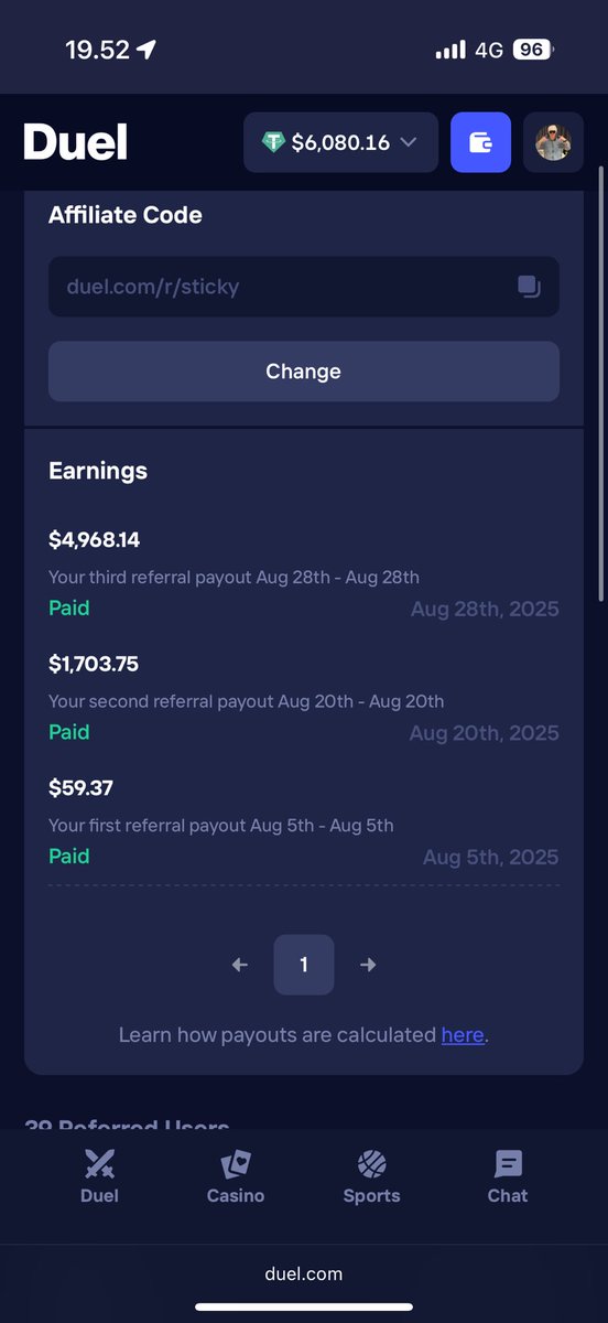Sticky_Hand's tweet image. Duel.com/r/sticky 
 
Best Gambling site best affilate payouts.

Next stream will be giving away tips people who uses code &quot;sticky&quot; and min wagered 250usd