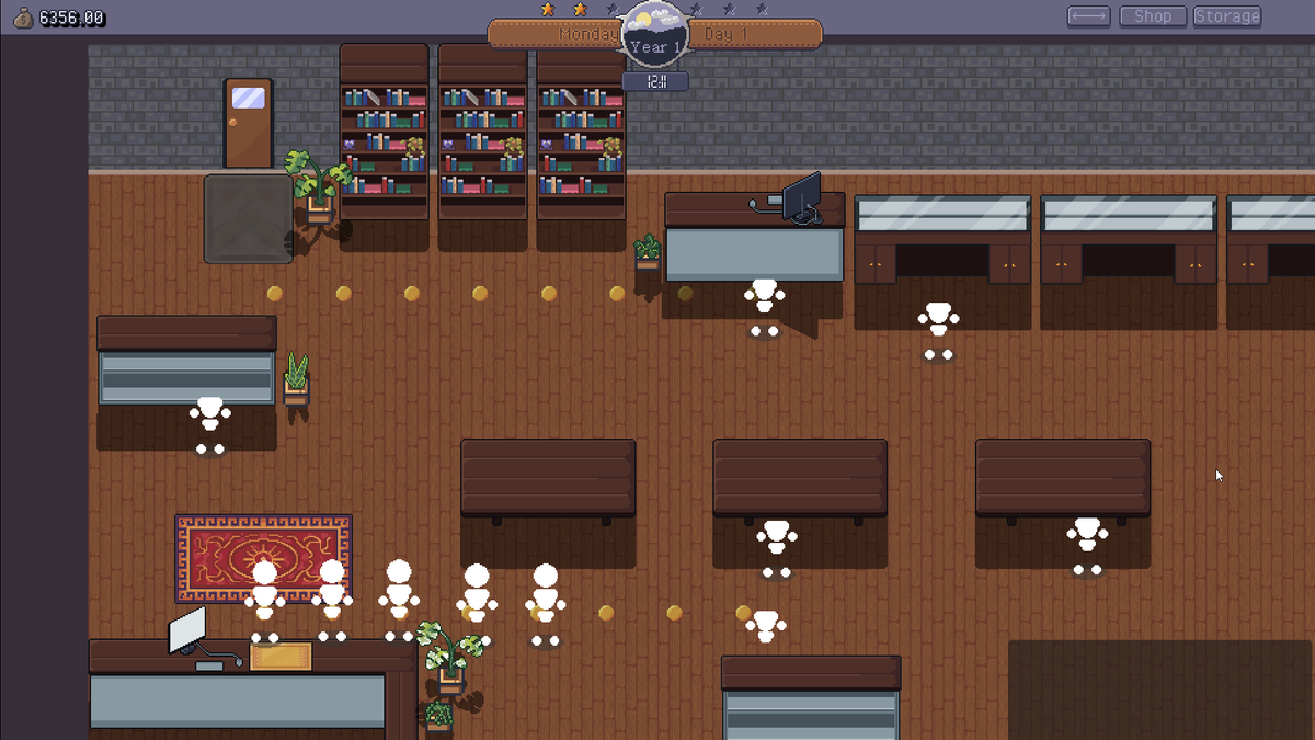 ParadiceGameDev's tweet photo. Ignore the headless NPCs... but here's a nice before and after of our pawn shop layouts about two weeks apart. 
#indiedev #gamedev #pixelart https://t.co/npnyYLUkvv