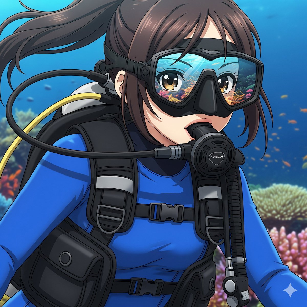 オリジナル生成《Gemini》 アニメ風女子 髪型∶ ポニーテール 装備