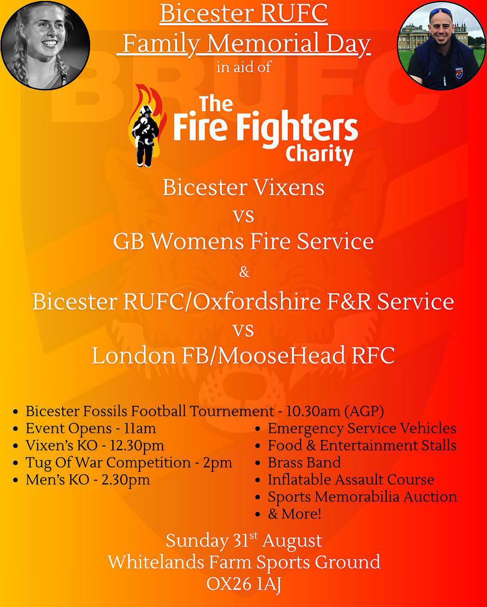 Don’t forget this Sunday sees us travel to <a href="/BicesterRUFC/">Bicester Rugby Union Football Club 🏉</a> to honour the memories of fallen Moose Martyn Sadler and Jennie Logan. 

Come down and support the family Memorial Day