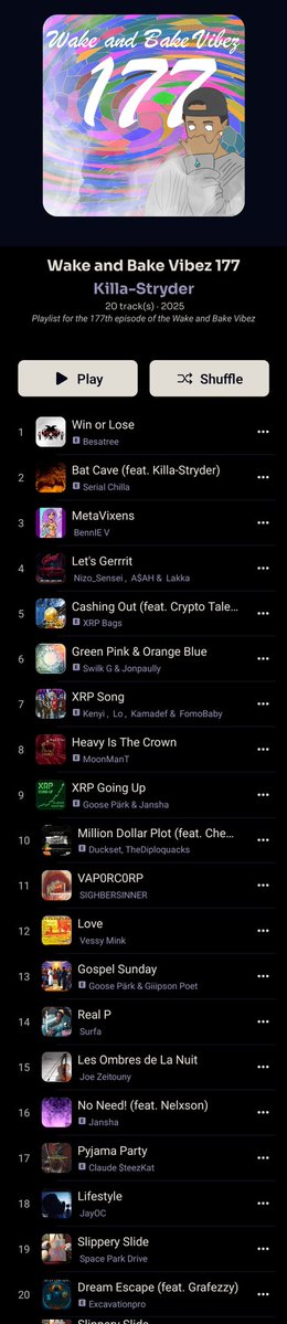 Kamikaze Monsutā (@killastryder) on Twitter photo This week's playlist consists of songs by
<a href="/Nizo_Sensei/">Nizo_Sensei</a>
<a href="/MoonManT/">MoonManT</a>
<a href="/DrippyQuack/">Present</a>
<a href="/XRPBags/">XRP Bags💰👨🏽🚀 BagMan</a> <a href="/TALESF4MCRYPTO/">CRYPTO TALES</a>
<a href="/BranchedOff/">BranchedOff</a>
<a href="/SIGHB3RSINN3R/">Ƨ!G⧦BΣR🪞</a>
<a href="/SwilkG/">Swilk G</a>
<a href="/TheDiploquacks/">DucksetDiploquacks</a> <a href="/CheckBanchero/">CHECK</a>
<a href="/vessymink/">Vessy Mink</a>
<a href="/gooseparks/">🪿Goose Pärk 🪺</a> <a href="/janshafn/">Jansha</a>
<a href="/GiiipsonPoet/">🎙️Giiipson👑Poet✍🏿</a>
<a href="/claudesteezkat/">sheloveclaude</a>
<a href="/Excavationpro/">👷♂️🎶Excavationpro🧡🚧 ∫(Truth × Light)df</a>
<a href="/astralsonx/">Astrals</a>
@Spaceparkdrive This week's playlist consists of songs by
<a href="/Nizo_Sensei/">Nizo_Sensei</a>
<a href="/MoonManT/">MoonManT</a>
<a href="/DrippyQuack/">Present</a>
<a href="/XRPBags/">XRP Bags💰👨🏽🚀 BagMan</a> <a href="/TALESF4MCRYPTO/">CRYPTO TALES</a>
<a href="/BranchedOff/">BranchedOff</a>
<a href="/SIGHB3RSINN3R/">Ƨ!G⧦BΣR🪞</a>
<a href="/SwilkG/">Swilk G</a>
<a href="/TheDiploquacks/">DucksetDiploquacks</a> <a href="/CheckBanchero/">CHECK</a>
<a href="/vessymink/">Vessy Mink</a>
<a href="/gooseparks/">🪿Goose Pärk 🪺</a> <a href="/janshafn/">Jansha</a>
<a href="/GiiipsonPoet/">🎙️Giiipson👑Poet✍🏿</a>
<a href="/claudesteezkat/">sheloveclaude</a>
<a href="/Excavationpro/">👷♂️🎶Excavationpro🧡🚧 ∫(Truth × Light)df</a>
<a href="/astralsonx/">Astrals</a>
@Spaceparkdrive