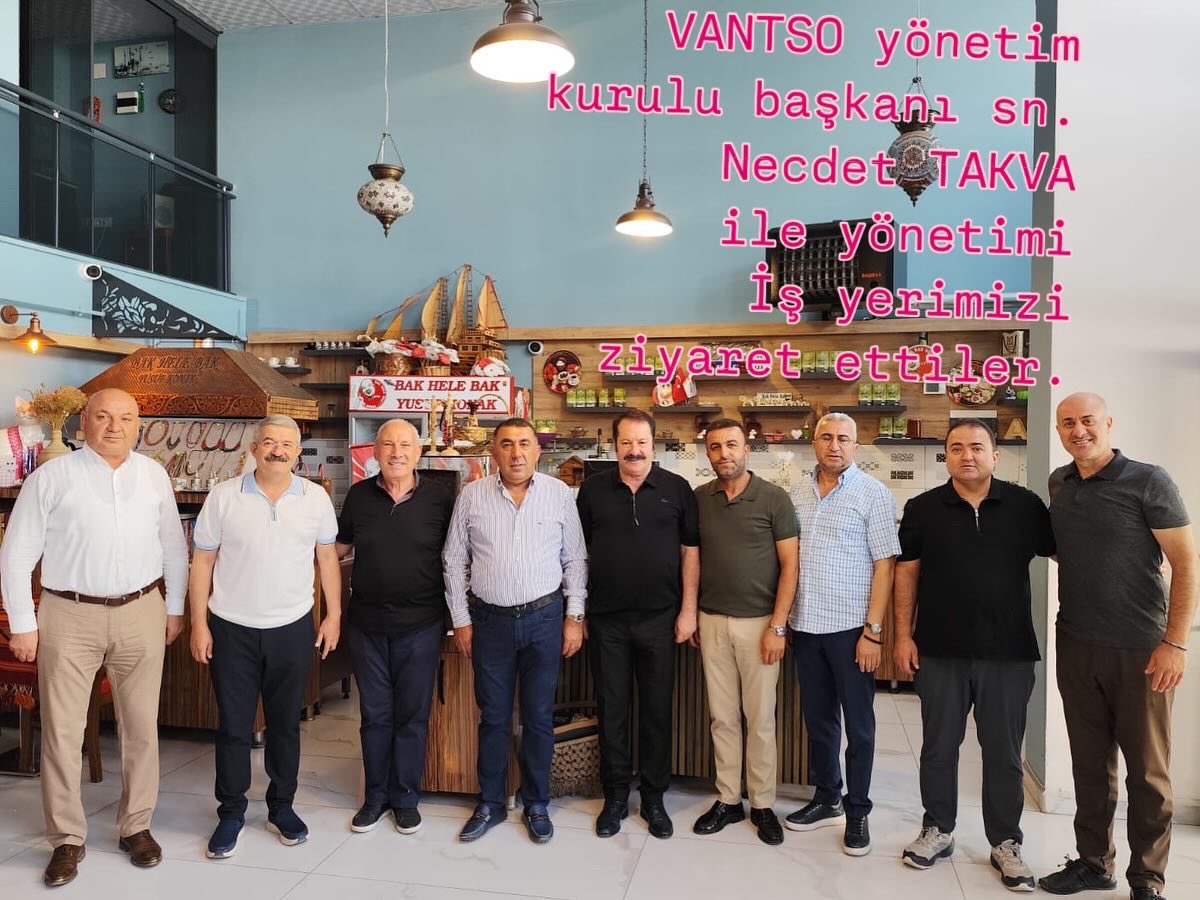 <a href="/vantsokurumsal/">Van Ticaret ve Sanayi Odası</a> yönetim krl bşk sn. <a href="/NecdetTakva/">Necdet Takva</a> ve  kıymetli yönetimi iş yerimizi ziyaret ettiler.
 bilgi birikimlerinden istifade ettik
Nazik ziyaretlerine tşk ederiz.

<a href="/Turan__Avci/">Turan Avcı</a> <a href="/fevzi_celiktas/">Fevzi ÇELİKTAŞ</a> <a href="/VeyselParin/">Veysel parin</a> <a href="/Mahmutkoroglu65/">Mahmut KÖROĞLU</a> <a href="/GulgeldiKadir/">Kadir Gülgeldi</a> <a href="/fahriborakk/">Fahri Borak</a> <a href="/FarizGl/">Fariz Gül</a> <a href="/bakhelebak/">Bak Hele Bak Yusuf Konak Kahvaltı Sarayı</a>