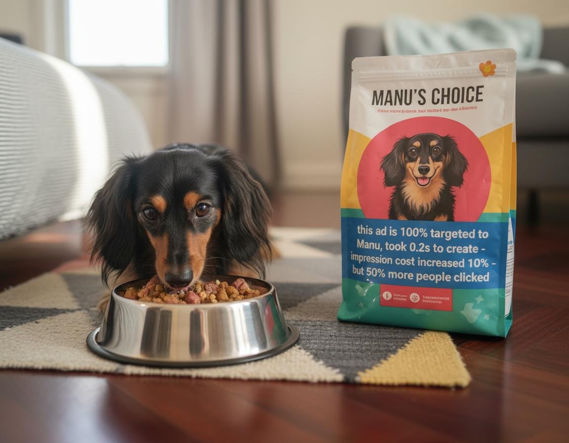 this is where we are going. I will see Bilbo on ads instead of a random labrador.

image gen quality is no longer a constrain, only latency and cost; both can be solved.

but then - if EVERY ad on social media is hyper-personalized, will they be effective?  

food for thought
