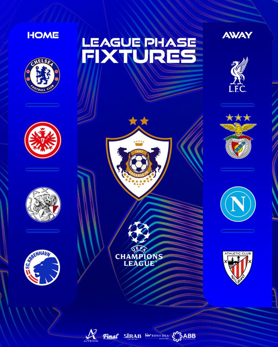 FKQarabagh's tweet image. Çempionlar Liqasının Liqa mərhələsində rəqiblərimiz bəllidir 📌

#QarabağFK #UCLDraw